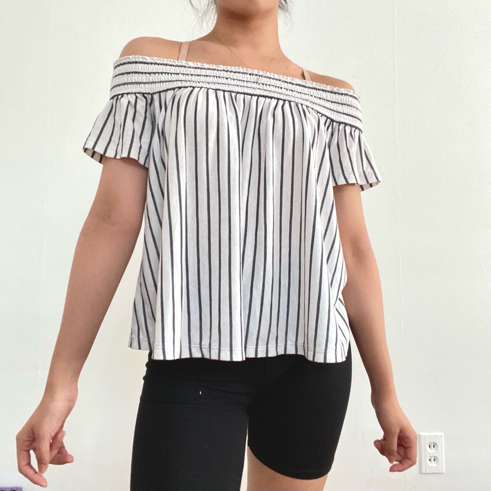 American Eagle Striped Off-Shoulder Top